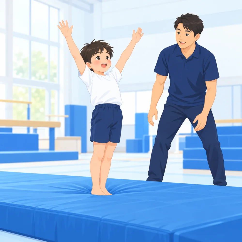 柔らかいマットの上で、ひとりで